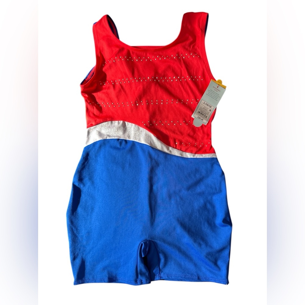 NWT Cat & Jack Sleeveless Leotard Unitard Biketard size L 10/12- Red/White/Blue